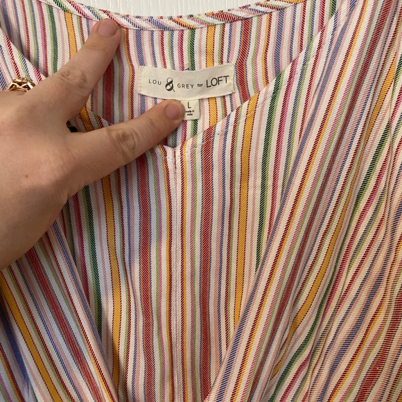 Lou & Grey Striped Tie Waist Jumpsuit NWOT - Picture 6 of 8